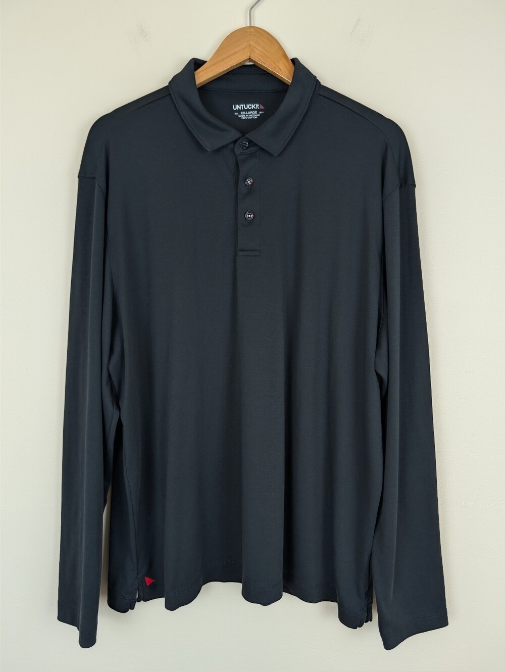 Untuckit Wrinkle-Free Damaschino Long-Sleeve Polo - Black